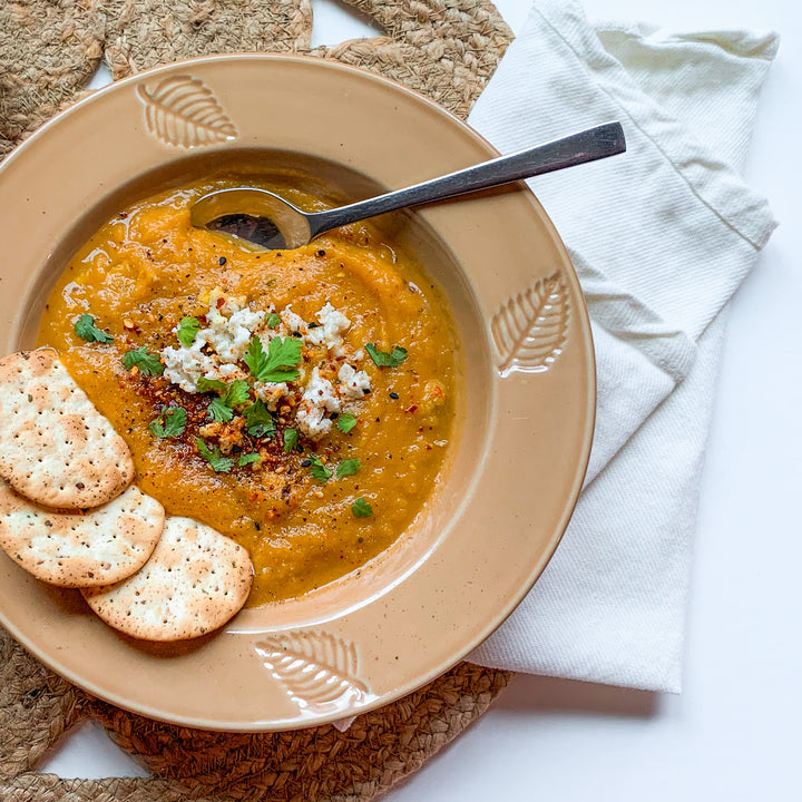 Smoky delicata squash soup recipe with chipotle