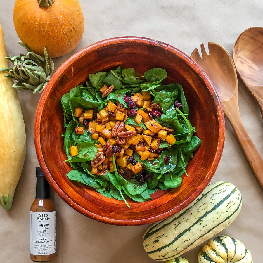 Butternut squash autumn salad with Umami Everyday dressing 