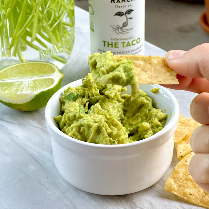 Two ingredient guacamole with taco sauce