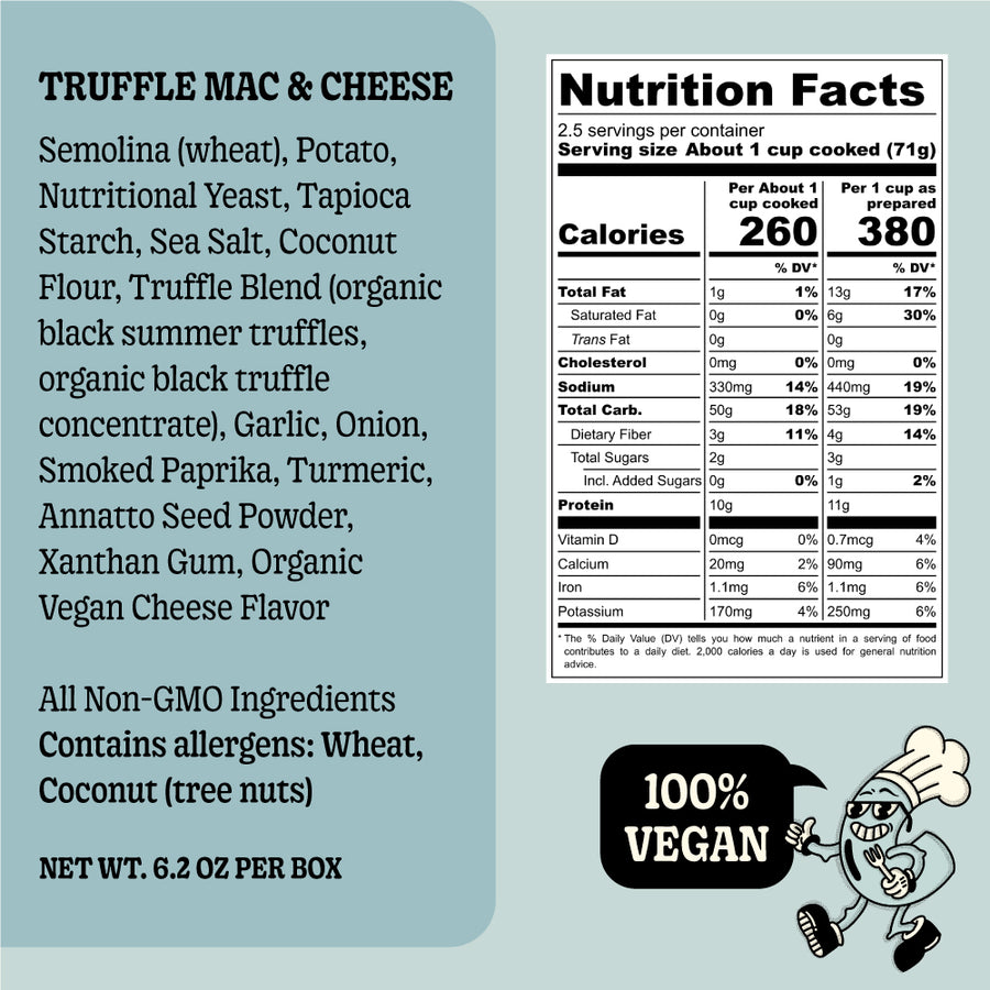 GrownAs* Foods, The Plant Based Mac and Cheese -Truffle Nutrition