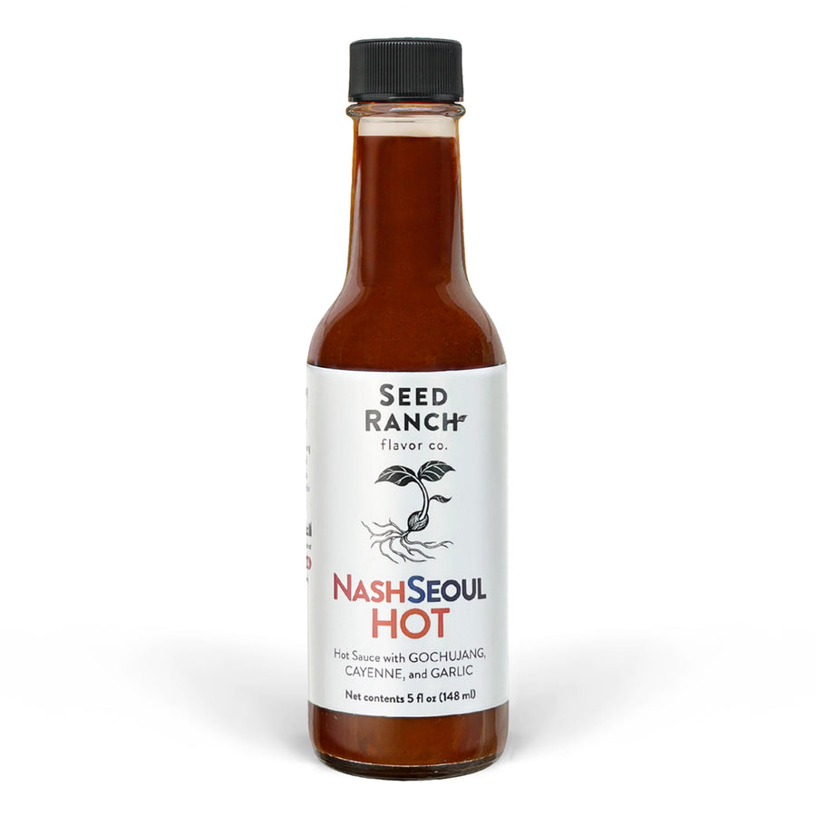 Seed Ranch Flavor Co, NashSeoul hot sauce blended with Nashville style hot sauce.