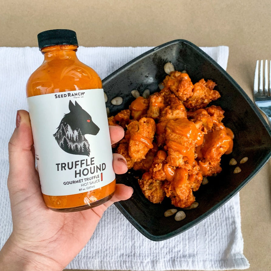 Truffle hound hot sauce on cauliflower wings
