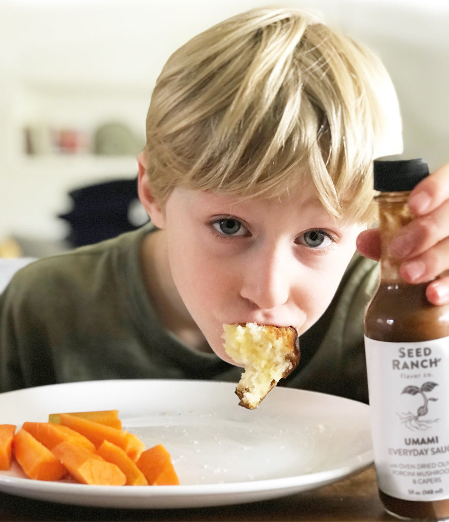 Child eating umami everyday sauce mild
