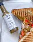thai green hot sauce on grilled panini